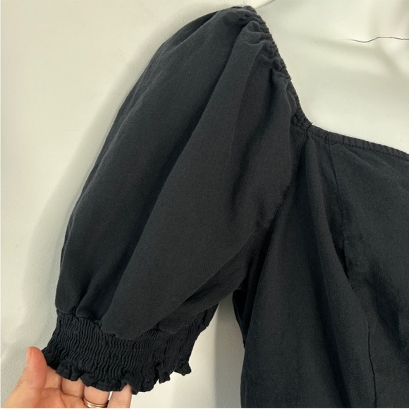 AVA & VIV Black Puff Sleeve Smocked Back Top Whimsigoth Regency Size 1X - Picture 4 of 8